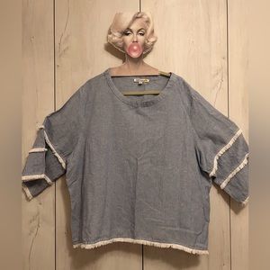 Blue and white striped top